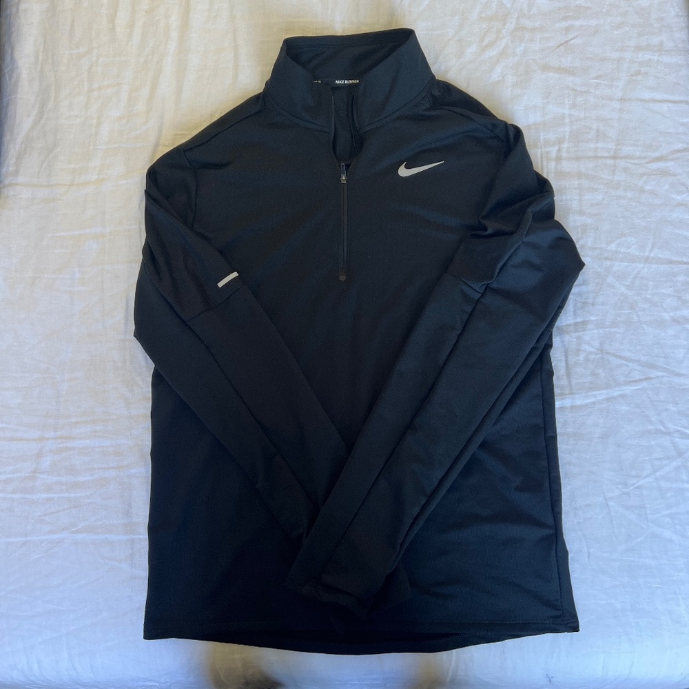 Nike Men's Dri Fit 1/2 Zip Running Active Pullover Black (Medium)